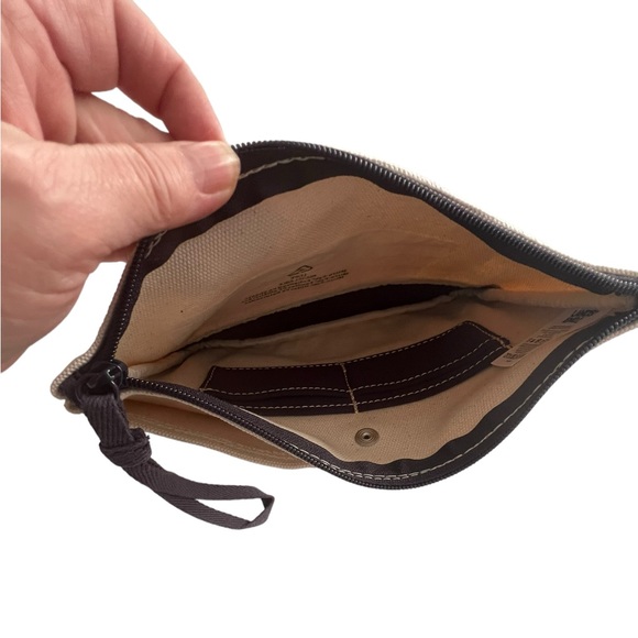 Lands’ End Medium Navy & Natural Zipper Canvas Pouch Wristlet NEW - Picture 4 of 6